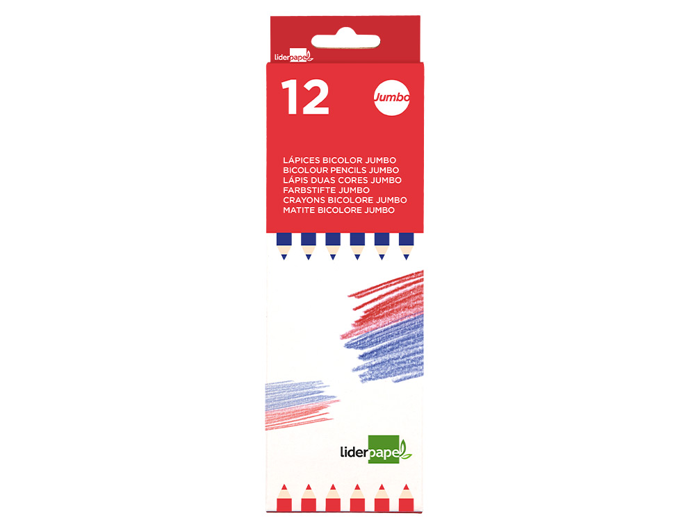 LAPICES BICOLOR LIDERPAPEL JUMBO ROJO/AZUL
