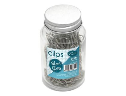 CLIP DOHE METALICO 50 MM PLATA BRILLO BOTE CRISTAL DE 60 UNIDADES